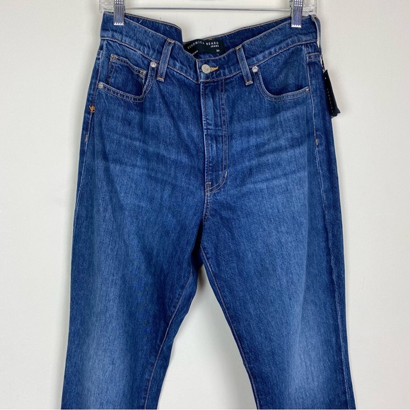 Veronica Beard Keane Long Straight Leg High Rise Front Slit Jeans Size 30 - Picture 3 of 14